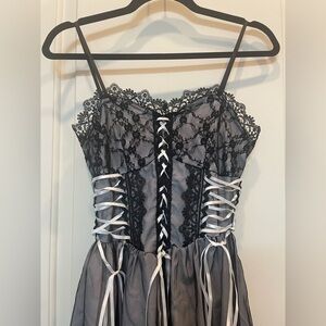 Black and White / Gray Gothic Lolita Lace Corset Dress - Women’s Size S
